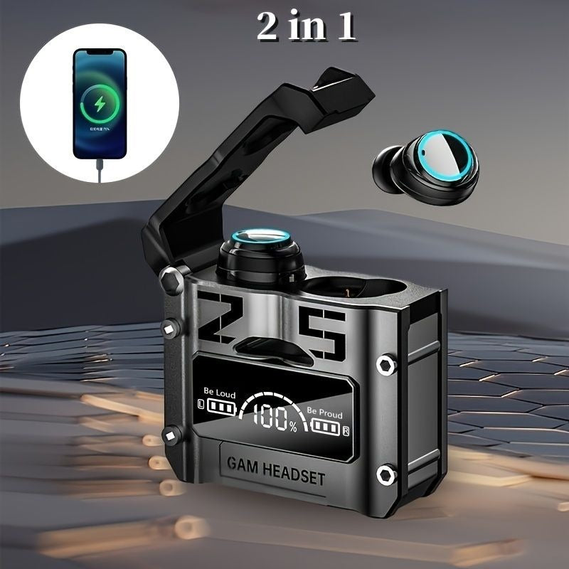 M25 Bluetooth 5.3 Wireless Earbuds – Hifi Sound, Led Battery Display, 40 Hours Backup, Noise Cancelling, Touch Control, Waterproof
