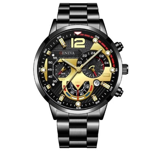Cross Border Men's Fashion Stainless Steel Band Business Watch Fashion Hands Quartz Watch with Date