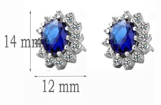 Royal Blue Crystal Stone Jewelry Set For Women Wedding Brides Necklace Set African style Oval Flower Design Shiny Cubic Zircon Plated