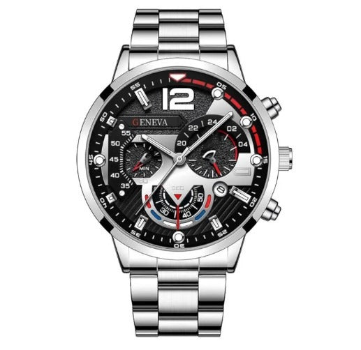 Cross Border Men's Fashion Stainless Steel Band Business Watch Fashion Hands Quartz Watch with Date