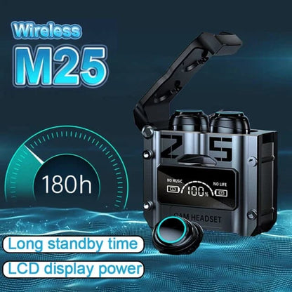 M25 Bluetooth 5.3 Wireless Earbuds – Hifi Sound, Led Battery Display, 40 Hours Backup, Noise Cancelling, Touch Control, Waterproof