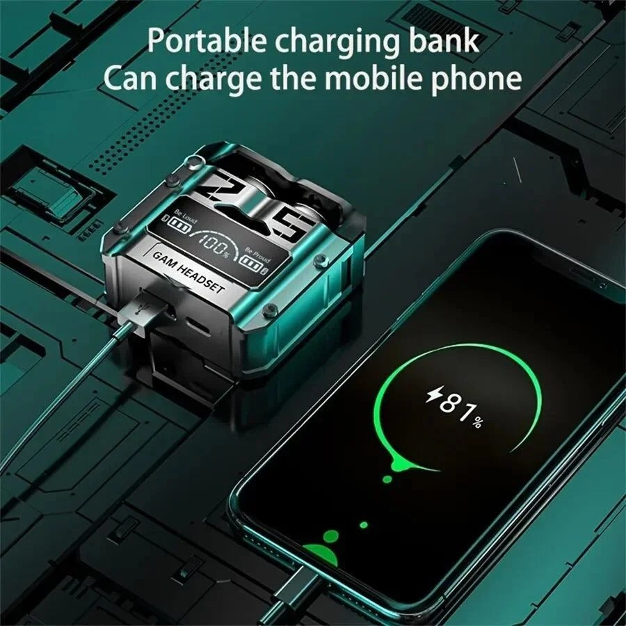 M25 Bluetooth 5.3 Wireless Earbuds – Hifi Sound, Led Battery Display, 40 Hours Backup, Noise Cancelling, Touch Control, Waterproof