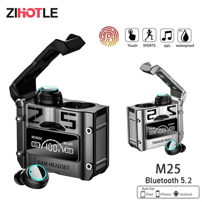 M25 Bluetooth 5.3 Wireless Earbuds – Hifi Sound, Led Battery Display, 40 Hours Backup, Noise Cancelling, Touch Control, Waterproof
